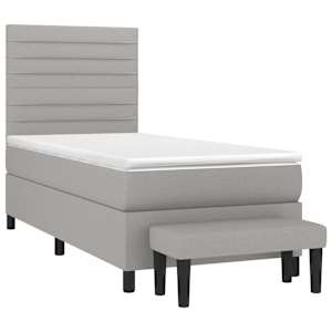 Box spring postel s matrací světle šedý 100 x 200 cm textil - obrázek 3