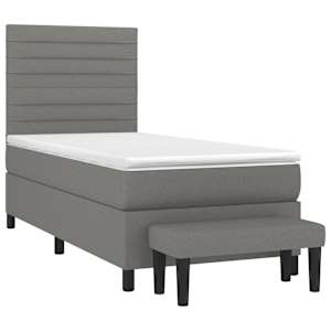 Box spring postel s matrací tmavě šedá 100 x 200 cm textil - obrázek 3