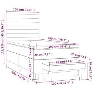 Box spring postel s matrací tmavě šedá 100 x 200 cm textil - obrázek 8