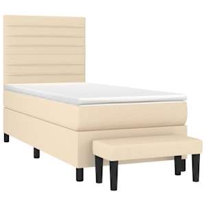vidaXL Boxspringbett mit Matratze Creme 100x200 cm Stoff
