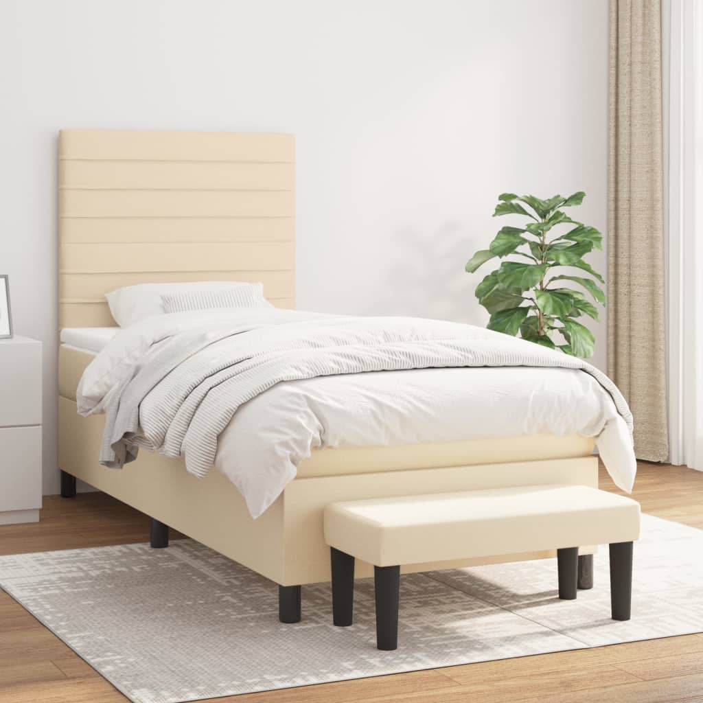 Box spring postel s matrací krémová 100 x 200 cm textil