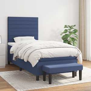 Box spring postel s matrací modrá 100 x 200 cm textil - obrázek 1