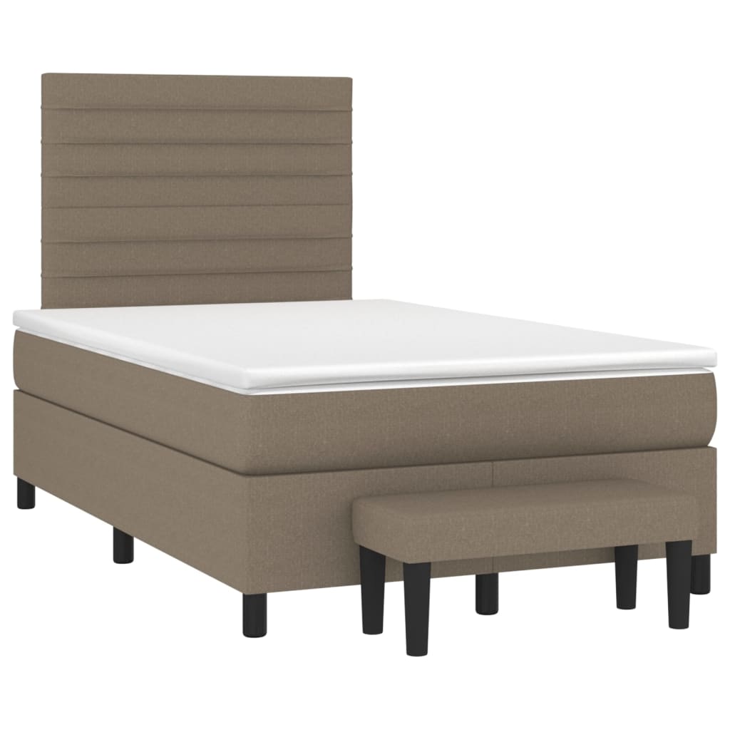 vidaXL Boxspringbett mit Matratze Taupe 120x200 cm Stoff