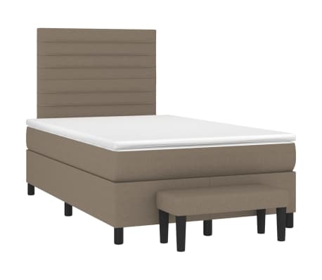 vidaXL Boxspringbett mit Matratze Taupe 120x200 cm Stoff