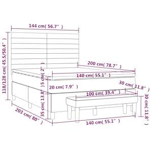 Box spring postelja z vzmetnico črna 140x200 cm blago - slika 8