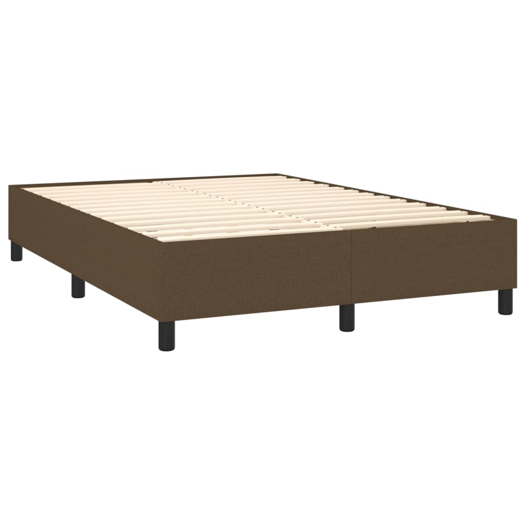 Box spring postelja z vzmetnico temno rjava 140x200 cm blago