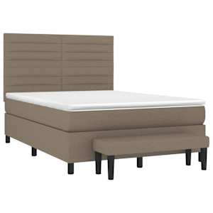 Box spring postelja z vzmetnico taupe 140x200 cm blago - slika 3