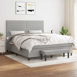 Box spring postel s matrací světle šedá 160 x 200 cm textil - obrázek 1