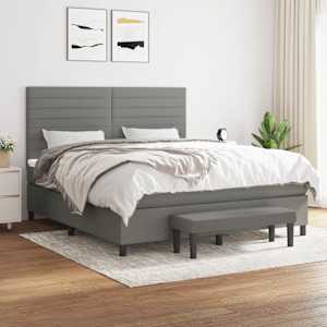 Box spring postel s matrací tmavě šedá 160x200 cm textil - obrázek 1