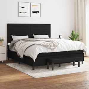 Box spring postelja z vzmetnico črna 160x200 cm blago