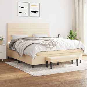 Box spring postel s matrací krémová 160x200 cm textil - obrázek 1