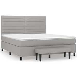 Box spring postel s matrací světle šedá 180 x 200 cm textil - obrázek 2