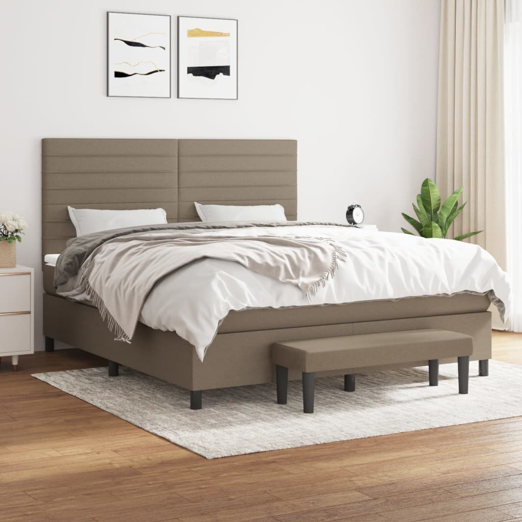 Boxspringbett mit Matratze Taupe 180×200 cm Stoff