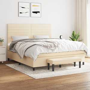 Box spring postel s matrací krémová 180x200 cm textil - obrázek 1