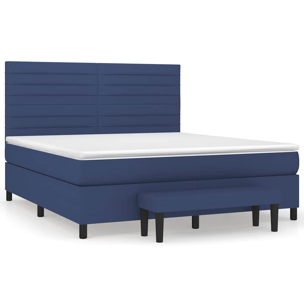 vidaXL Posteľný rám boxspring s matracom modrý 180x200 cm látka