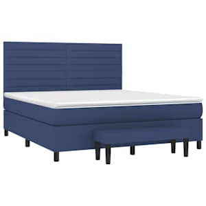 vidaXL Sommier &agrave; lattes de lit avec matelas Bleu 180x200 cm Tissu