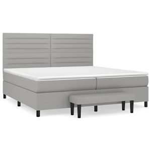 Box spring postel s matrací světle šedá 200 x 200 cm textil - obrázek 2