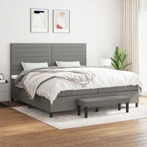 Box spring postel s matrací tmavě šedá 200x200 cm textil - obrázek 1