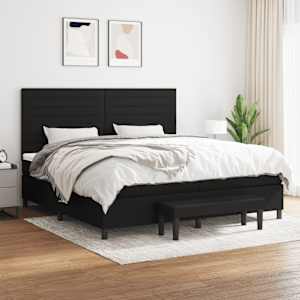 Box spring postel s matrací černá 200x200 cm textil - obrázek 1
