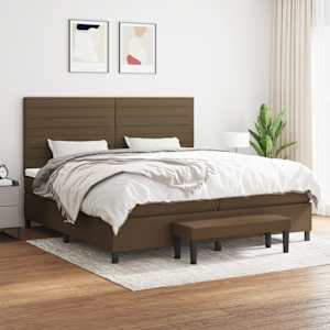Box spring postel s matrací tmavě hnědá 200x200 cm textil - obrázek 1