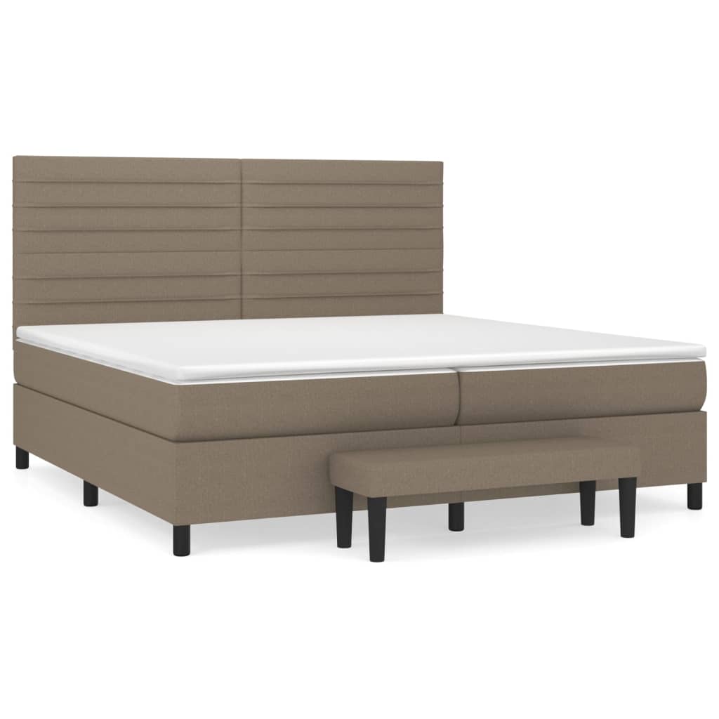 vidaXL Box spring postelja z vzmetnico taupe 200x200 cm blago