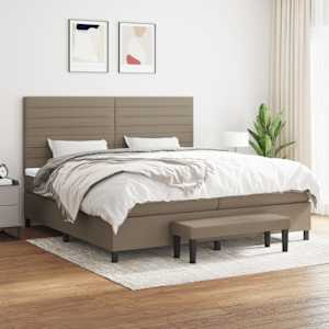 Box spring postel s matrací taupe 200x200 cm textil - obrázek 1