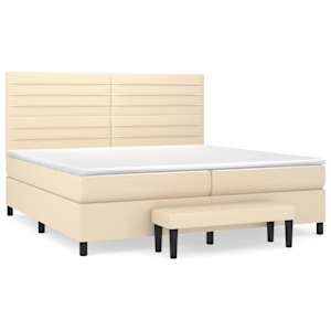 Box spring postel s matrací krémová 200x200 cm textil - obrázek 2