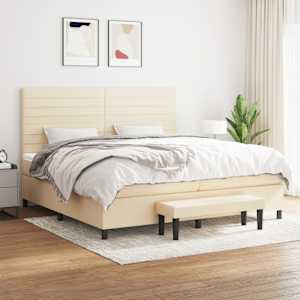 Box spring postel s matrací krémová 200x200 cm textil - obrázek 1