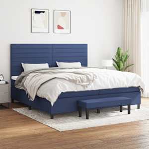 Box spring postel s matrací modrá 200x200 cm textil - obrázek 1