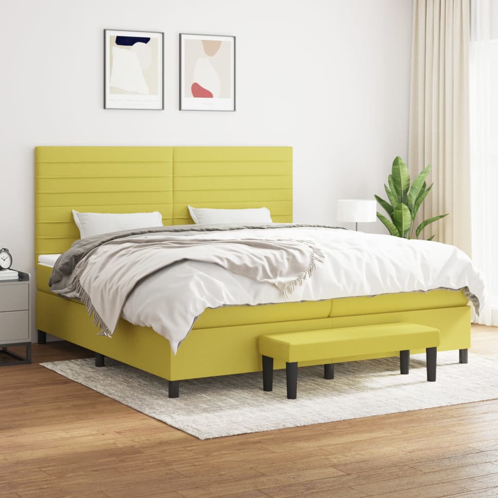Box spring postel s matrací světle zelená 200x200 cm textil