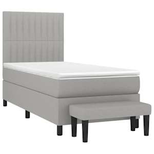 Box spring postel s matrací světle šedá 80 x 200 cm textil - obrázek 3