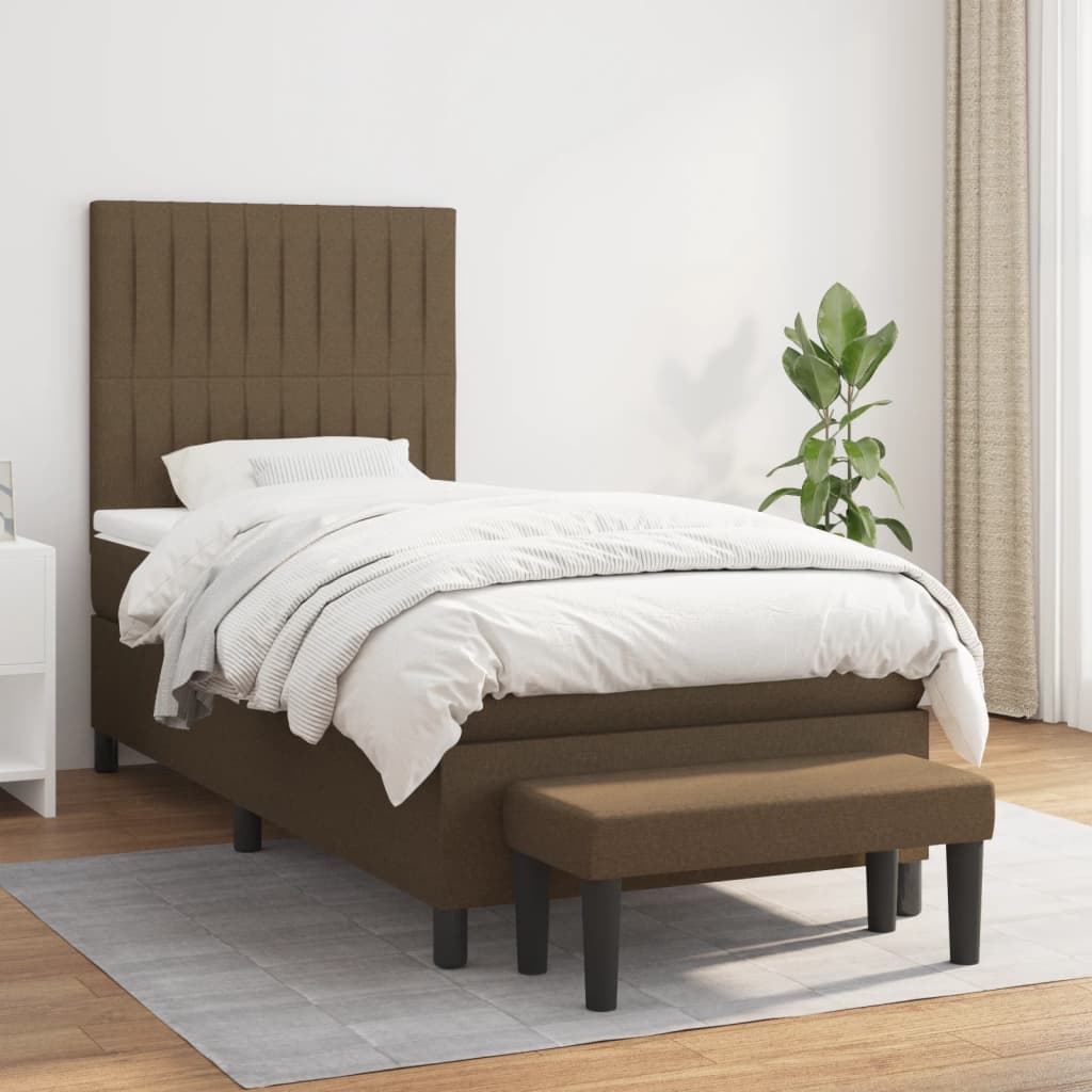 vidaXL Cama com molas/colchão 80x200 cm tecido castanho-escuro