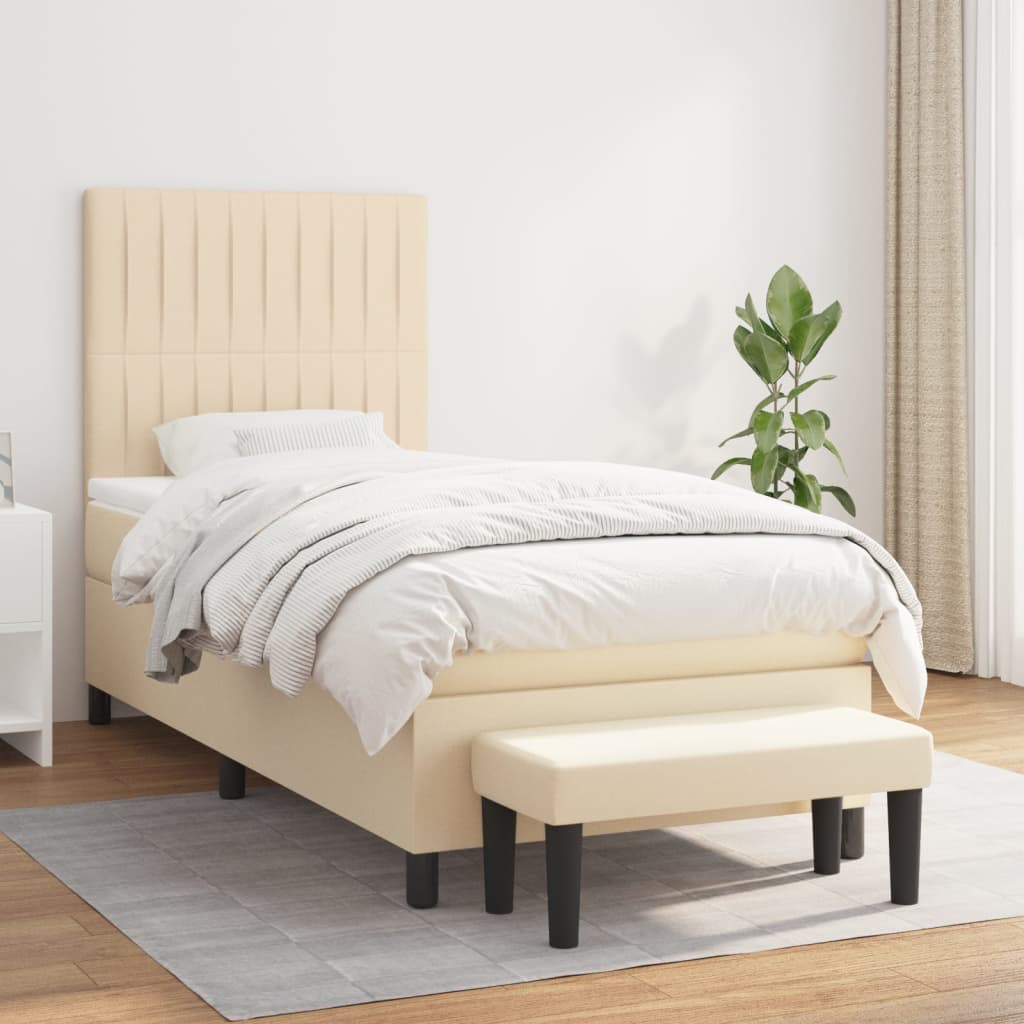 Boxspringbett mit Matratze Creme 80×200 cm Stoff