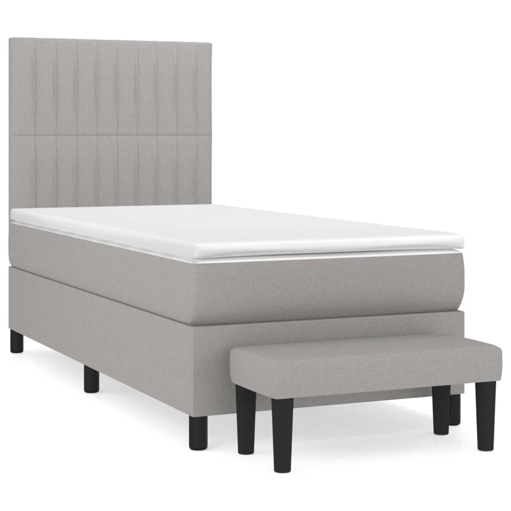 Világosszürke szövet rugós ágy matraccal 90x190 cm 