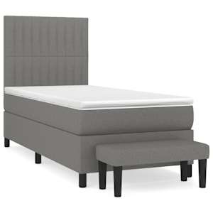 Box spring postel s matrací tmavě šedá 90x190 cm textil - obrázek 2