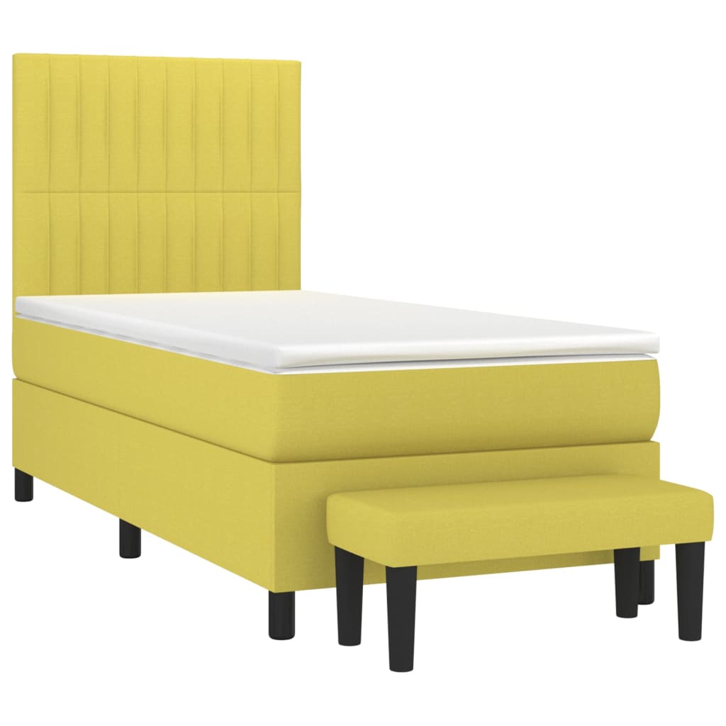 Világoszöld szövet rugós ágy matraccal 90 x 190 cm 