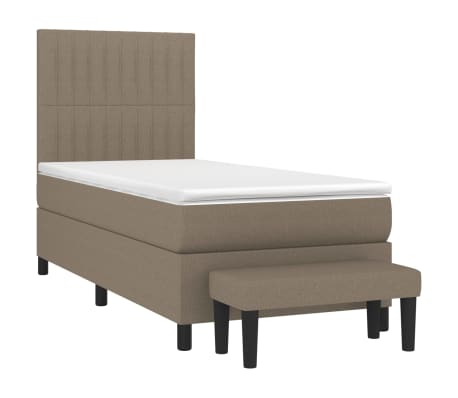 vidaXL Boxspringbett mit Matratze Taupe 90x200 cm Stoff