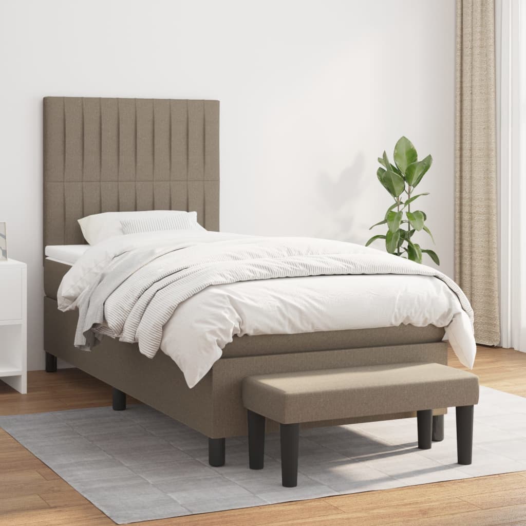 Boxspringbett mit Matratze Taupe 90×200 cm Stoff