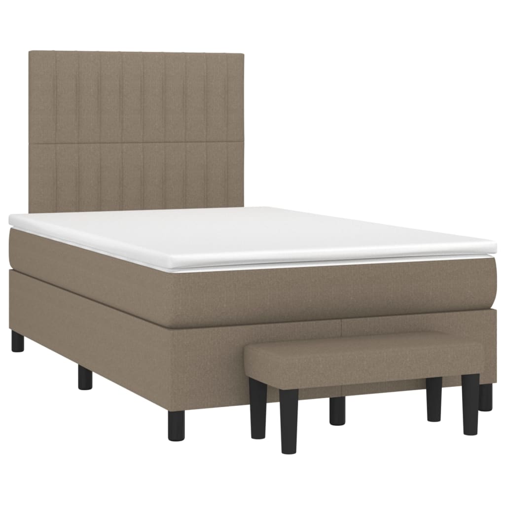 vidaXL Boxspring met matras stof taupe 120x200 cm afbeelding