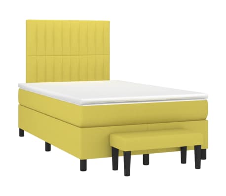 vidaXL Lova su spyruoklėmis ir čiužiniu, žalia, 120x200 cm, audinys