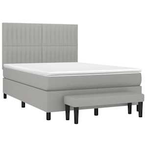 Box spring postel s matrací světle šedá 140 x 190 cm textil - obrázek 3