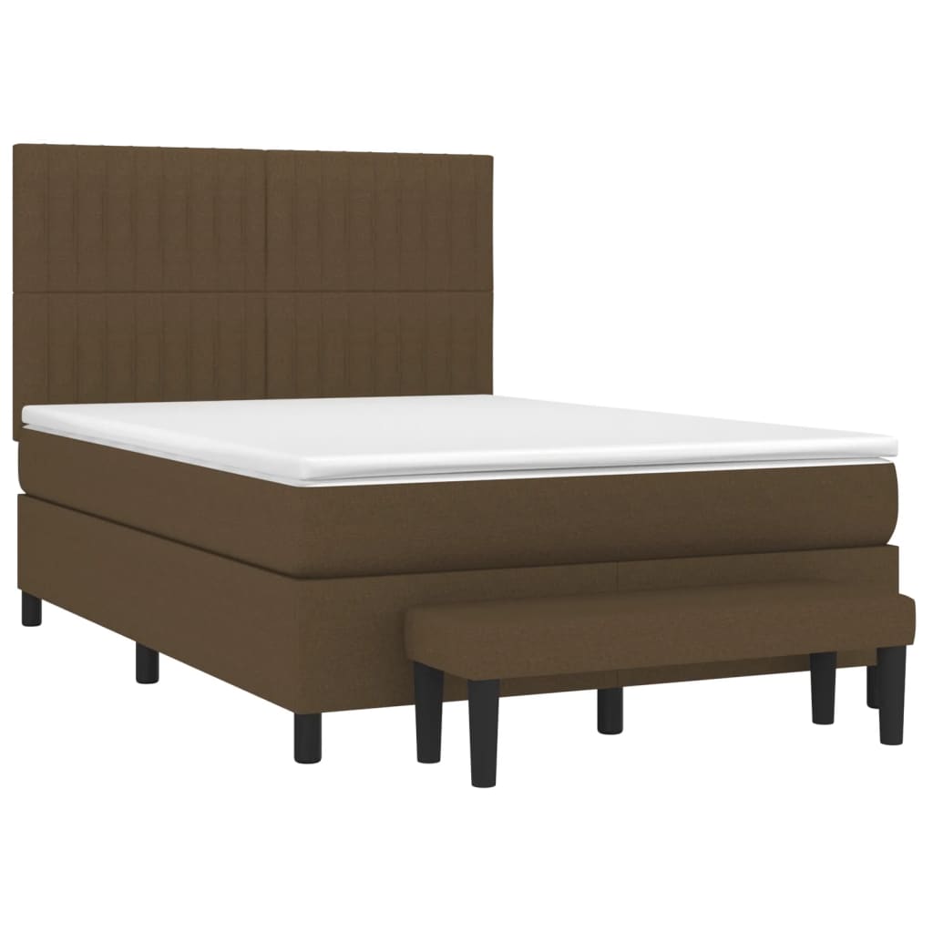 vidaXL Boxspring met matras stof donkerbruin 140x190 cm afbeelding