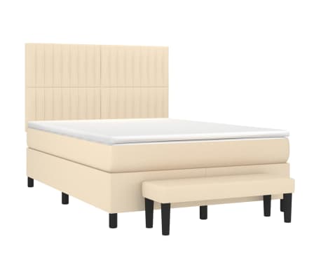 vidaXL Boxspring met matras stof cr&egrave;mekleurig 140x190 cm