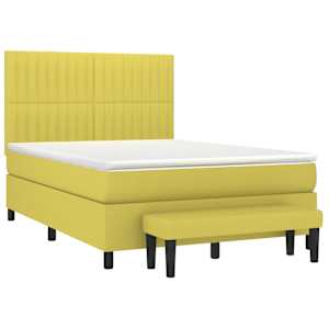 vidaXL Lova su spyruoklėmis ir čiužiniu, žalia, 140x190 cm, audinys