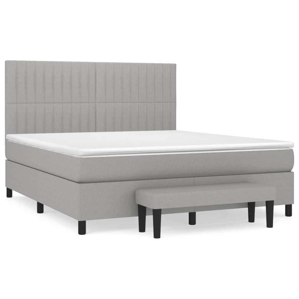 vidaXL Box spring postelja z vzmetnico svetlo siva 160x200 cm žamet