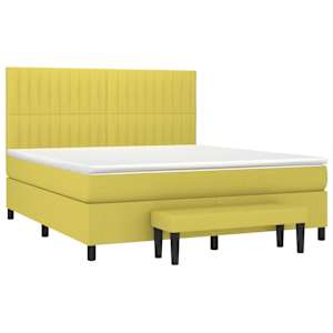 vidaXL Lova su spyruoklėmis ir čiužiniu, žalia, 160x200cm, audinys