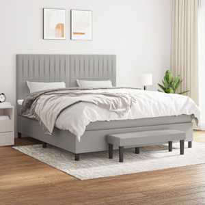 Box spring postel s matrací světle šedá 180 x 200 cm textil - obrázek 1