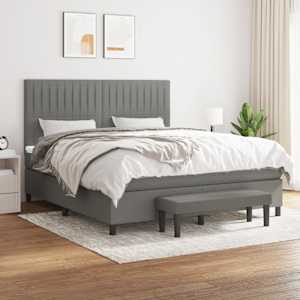 Box spring postel s matrací tmavě šedá 180x200 cm textil - obrázek 1