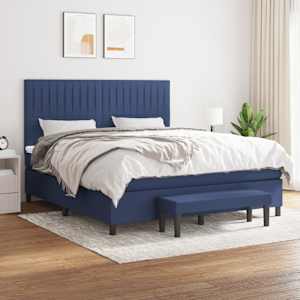 Box spring postel s matrací modrá 180x200 cm textil - obrázek 1