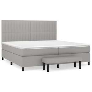 Box spring postel s matrací světle šedá 200 x 200 cm textil - obrázek 2